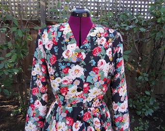 CLEARANCE Peplum Dress 1980s Peplum Dress 80s Peplum Dress Floral Peplum Dress Peplum Waist Dress Vintage Peplum Dress Secretary Dress