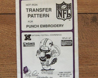 Vintage 80s pretty punch embroidery transfer pattern NFLH-27 Saints NFL pkg sealed nip unused