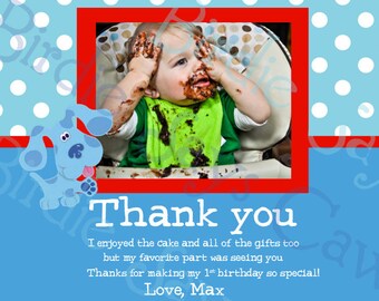 Custom Printable Blues Clues Birthday Thank You