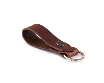 Leather Keyring, Keyring, Brown Keyring, Brown Leather Keyring, Brown Leather Keyring, Loop Key Holder, Leather Key Holder, Key Fob, UK
