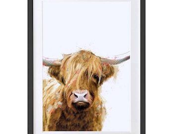 Highland Cow Fine Art Print, Highland Cow Painting, Highland Cow Home Decor, Scottish Cow Wall Art