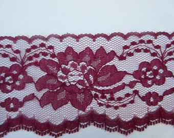 Burgundy Lace Trim Ribbon 3" inch wide Red Floral Lace Flower Design Baby Shower Sewing Wedding Bridal Gift Wrap Gift Basket Home Decor WL44