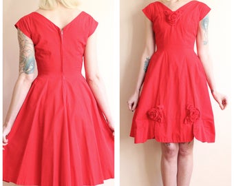 1950s Dress // Roses are Red Dress // vintage 50s dress