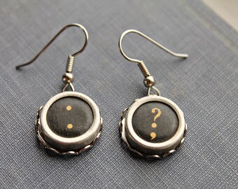 TYPEWRITER KEY EARRINGS Punctuation Vintage Dangle Style