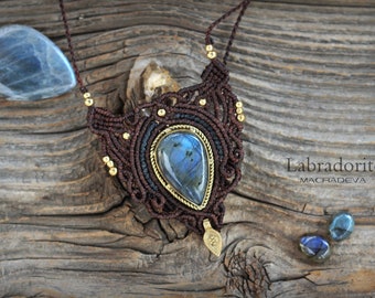 Labradorite macrame necklace