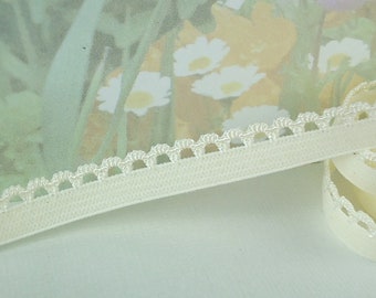 5yd Skinny Elastic 3/8" Ivory Picot Elastic trim Rick Rack loop Scalloped edge diy Headbands lingerie edging Elastic Picot Trim