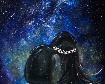 Fantastic romantic painting using acrylics
