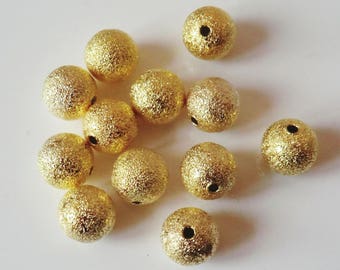 20 x gold brushed metal 10mm beads