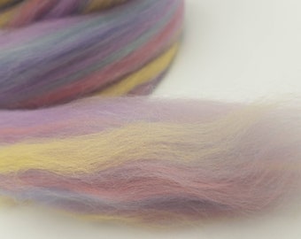Unicorn Merino, 23 micron, 4 oz braid, combed top, roving, spinning fiber, rainbow, pastel, hand spinning fiber