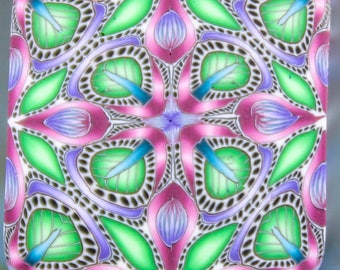 Small Square Polymer Clay Kaleidoscope Cane (47A)