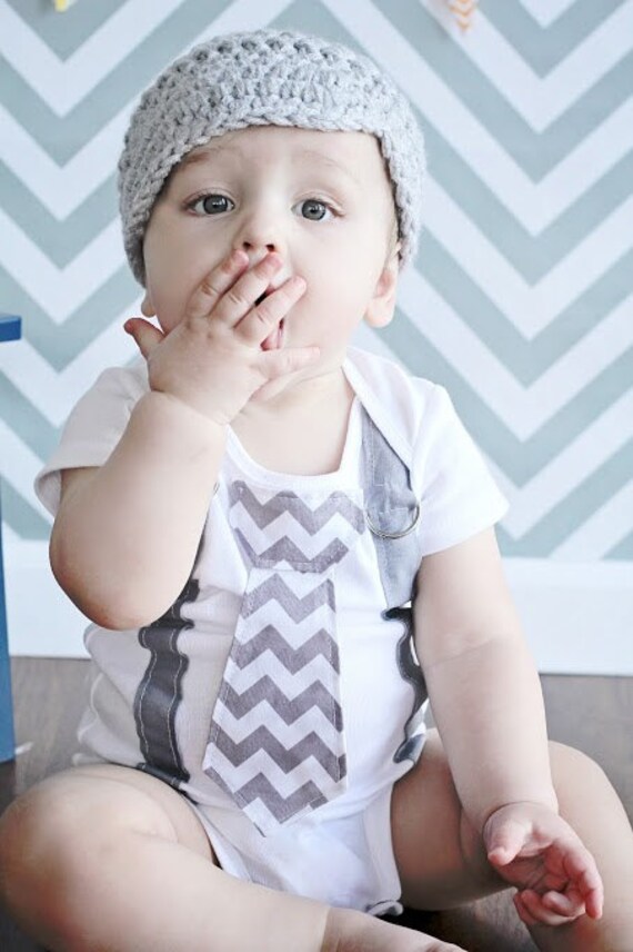 PICK YOUR OWN Chevron Baby Boy Tie Bodysuit with Suspenders