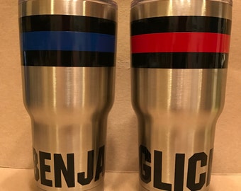 RTIC or YETI Thin Red / Blue Line Tumbler