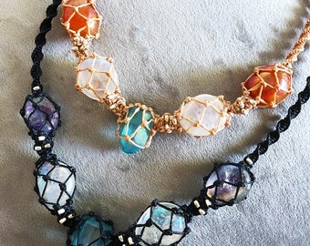 aqua aura , tangerine and angel aura necklace