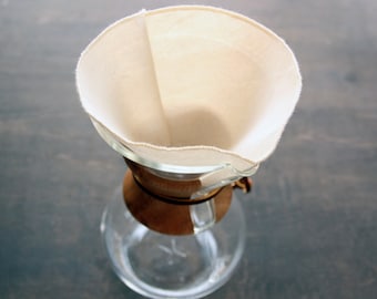 Organic Cotton Reusable Coffee Filters Chemex 6, 8, 10, 12 Cup Style -- Choose Your Quantity