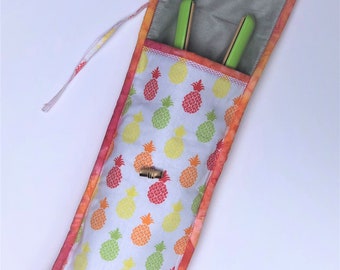 Orange/Pink Pineapple Flat Iron/ Curling Iron Travel Case