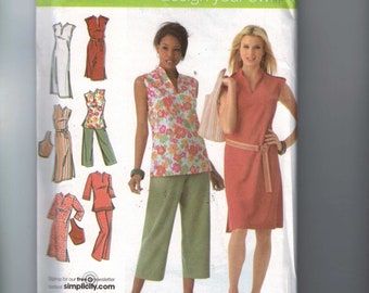 Womens Sewing Pattern Simplicity 4190 Women's Dress Tunic Pants Bag Size 20w 22w 24W 26w 28w Bust 42 44 46 48 50 UNCUT