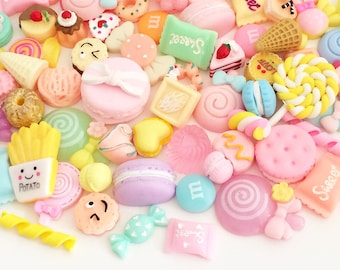 Pastel Sweets Cabochon Mix (10 pcs / 30 pcs by Random) Kawaii Fake Food Deco Resin Cabochons
