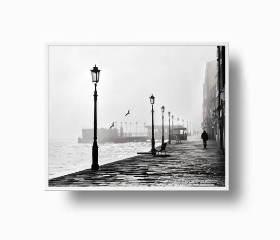 Broadwalk black and white print black white jersey shore foggy morning coast printable download moody coastal print Broadwalk black and white print black white jersey shore foggy morning coast printable download moody coastal print