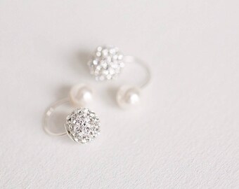 Double ball earring, Double earrings, Double stud earrings, Double sided earrings, two sided earring, ball ear jacket, silver ball stud,