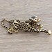 Vintage Enamel Jaguar Brooch, Rhinestone Brooch, Animal Brooch