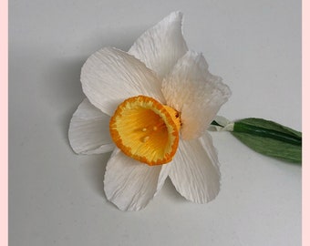 Ivory crepe paper daffodil flower