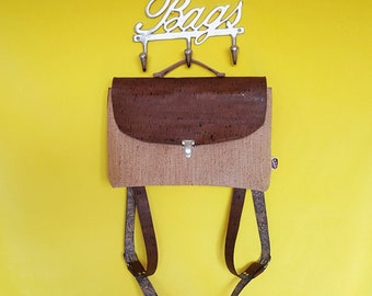 ROSA satchel backpack corkbag with a fun lining