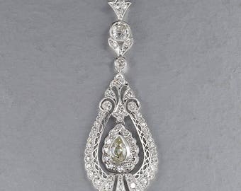 Stunning Edwardian G VVS diamond pendant necklace