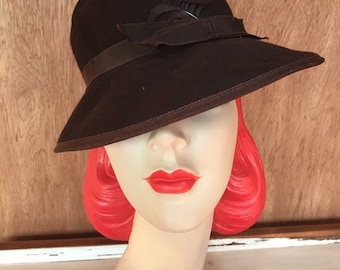 1930s original dark brown felt hat