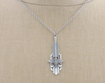 The Pink Bee Necklace in Platinum (46cm) main image 1