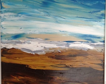 Original Seascape, acrylic painting, Storm over Whitby by Tracey Ward