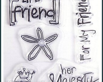 5 FRIENDSHIP CROWN SCRAPBOOKING CLEAR STAMP SET