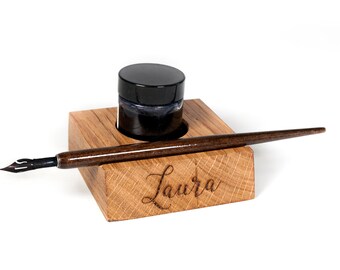 Calligraphy pen holder - Calligraphy stand, ink stand, ink pot holder, hand lettering, personalised custom birthday or corporate gift
