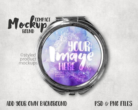 Download Round compact mirror mockup template Add your own image and