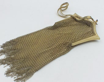 Vintage Whiting and Davis long gold mesh purse