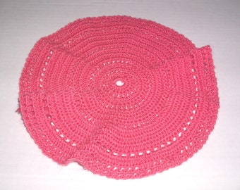 Vintage Pink Crocheted Doily Round Table Doilies Hand Crocheted