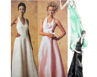 2002 McCall's 3883 Lined, Softly Flared Prom/Formal/Evening Dress with Halter Style Neckline Uncut, Factory Folded Sewing Pattern Size 6-12