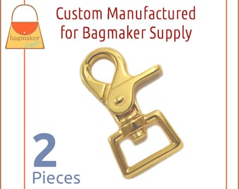 3/4 Inch Heavy Trigger Style Swivel Snap Hooks, Gold Finish, 2 Pack, Purse Handbag Bag Making Hardware, SNP-AA156