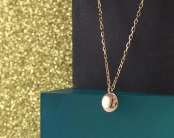 14K Solid Gold Circle Necklace, Coin Necklace, Gold Dot Necklace, Gold Disc Necklace, Simple Minimalist Necklace