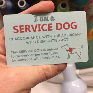 Service dog ADA information card, waterproof, Semi-Gloss thin Aluminum business card, 2 Sided