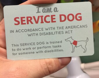 Service dog ADA information card, waterproof, Semi-Gloss thin Aluminum business card, 2 Sided