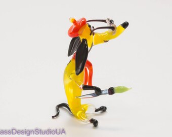 Glass Figurine Dog dachshund Blown Glass animals Murano Glass Collectible Home decor Art Glass Miniature Sculpture Pet lovers unique gift