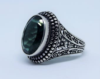 Balinese Sterling Silver Ring with Gem Stone