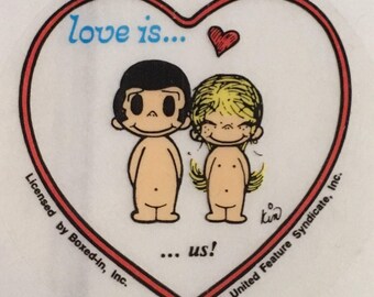 Love is....us-vintage sticker, 1970
