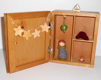 Wooden box with little doll, Waldorf inspired