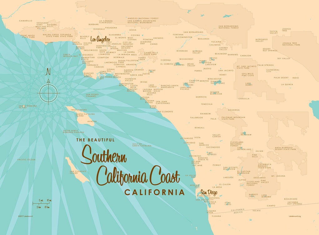 Southern California Coast Map Canvas - Il Fullxfull.1285459346 7l95 