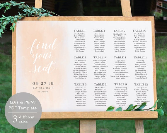 wedding seating chart template seating chart printable
