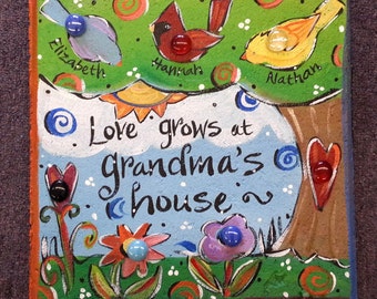 Garden stone, Grandma, cardinal, tree