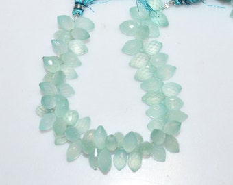 Aqua Chalcedony Dew Drops Briolette-Chalcedony Faceted Beads, Aqua Chalcedony Briolette, 9x5.5 - 12x7 mm - BL559