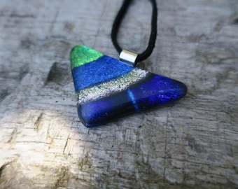Triangular dichroic glass necklace
