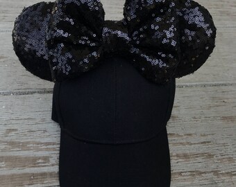 Black on black mouse ears hat